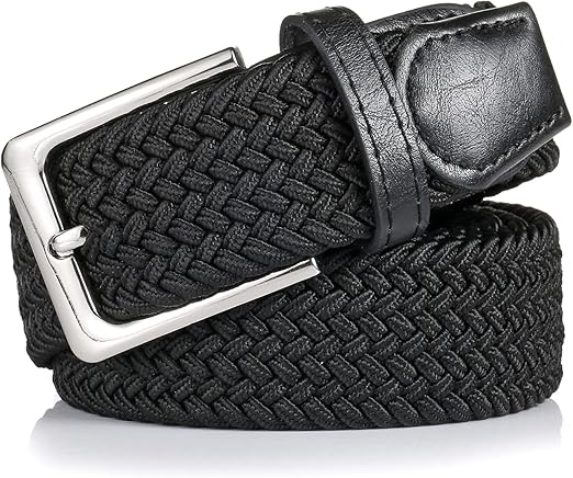Elastic Braided Belt, 1 3/8", Woven Stretch Belt for Golf Casual Jeans Shorts Pants