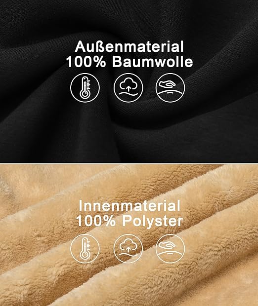 Mens Fleece Hoodie Warm Lined Hooded Sweatshirt Winter Zip Sweatjacke for Men with Pocket