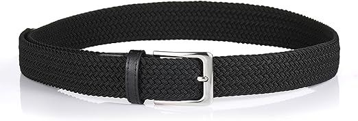 Elastic Braided Belt, 1 3/8", Woven Stretch Belt for Golf Casual Jeans Shorts Pants