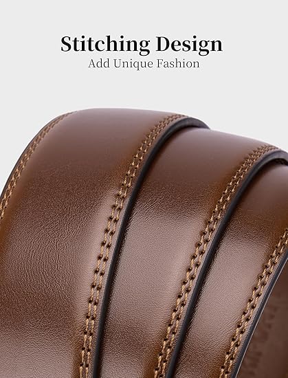 Mens Belt Ratchet Belts Dress Casual Leather Belt for Men With Slide Adjustable Click Buckle Gifts Box
