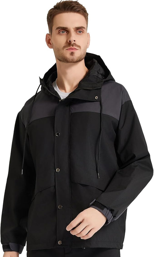 Men's Waterproof Lightweight Outwear Interchange Jacket, Windproof, Outdoor Hiking, Hooded