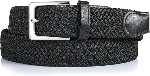 Elastic Braided Belt, 1 3/8", Woven Stretch Belt for Golf Casual Jeans Shorts Pants