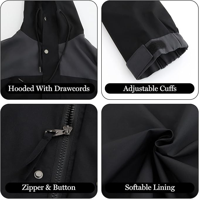 Men's Waterproof Lightweight Outwear Interchange Jacket, Windproof, Outdoor Hiking, Hooded